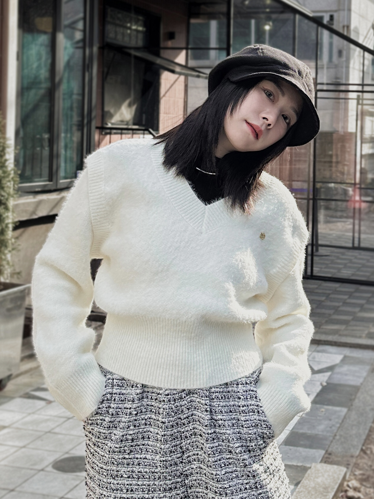 小金釦針織2way可拆式背心上衣