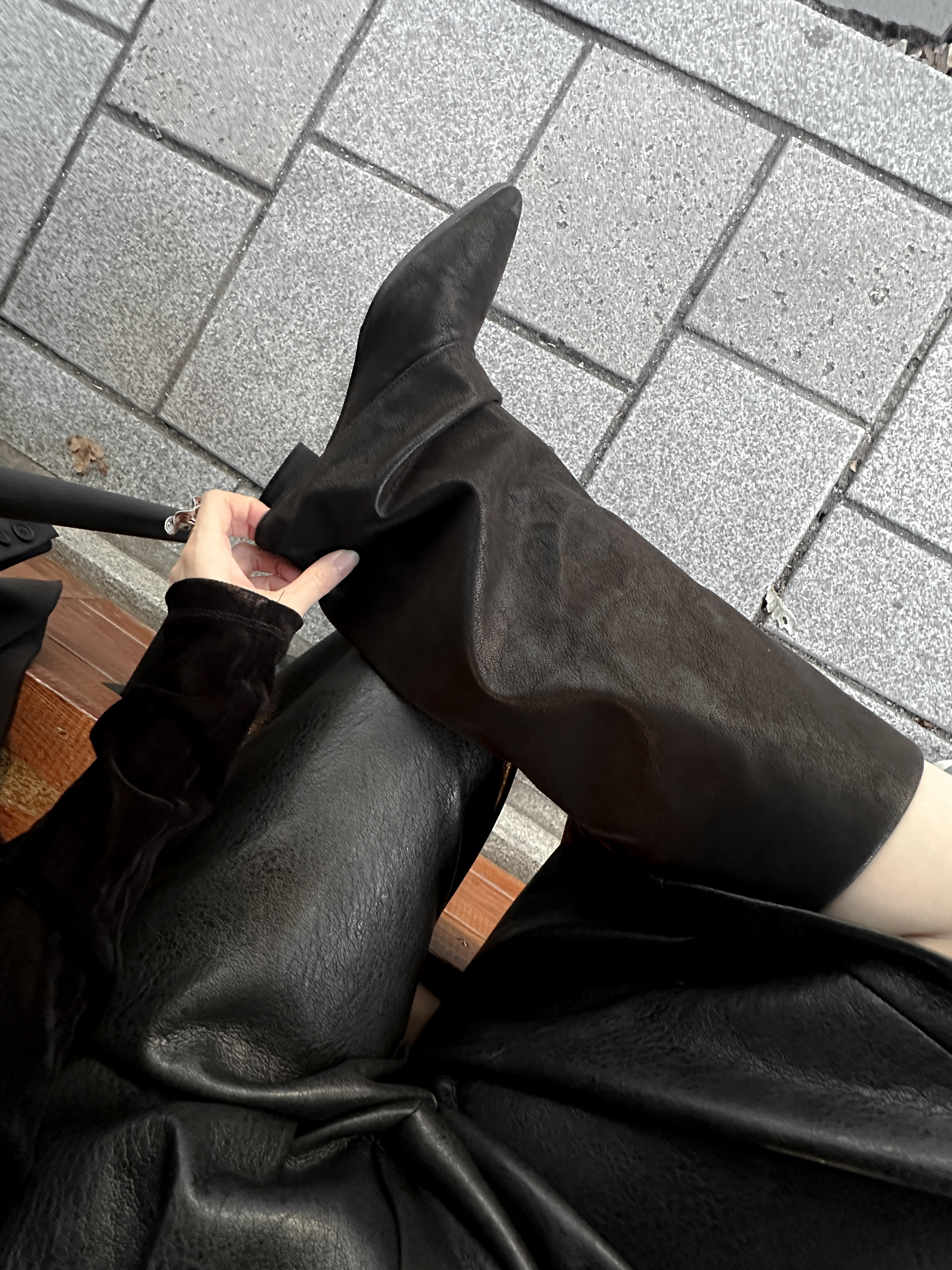 時髦翻筒尖頭長靴（自留款）