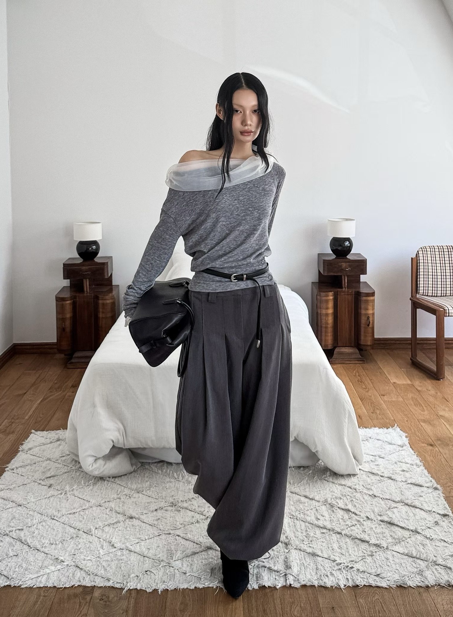 高級感鬆緊褲管設計西裝褲