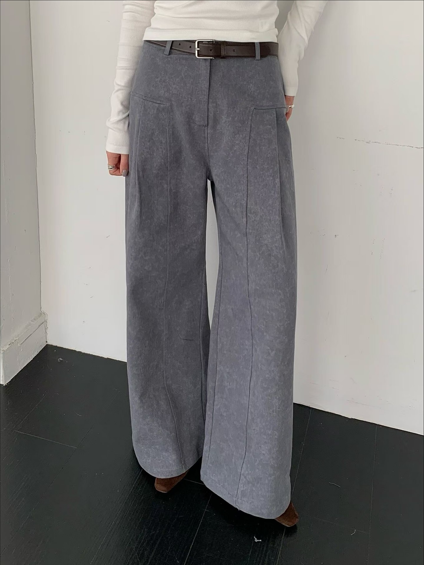 小渲染刷色顯瘦直筒褲