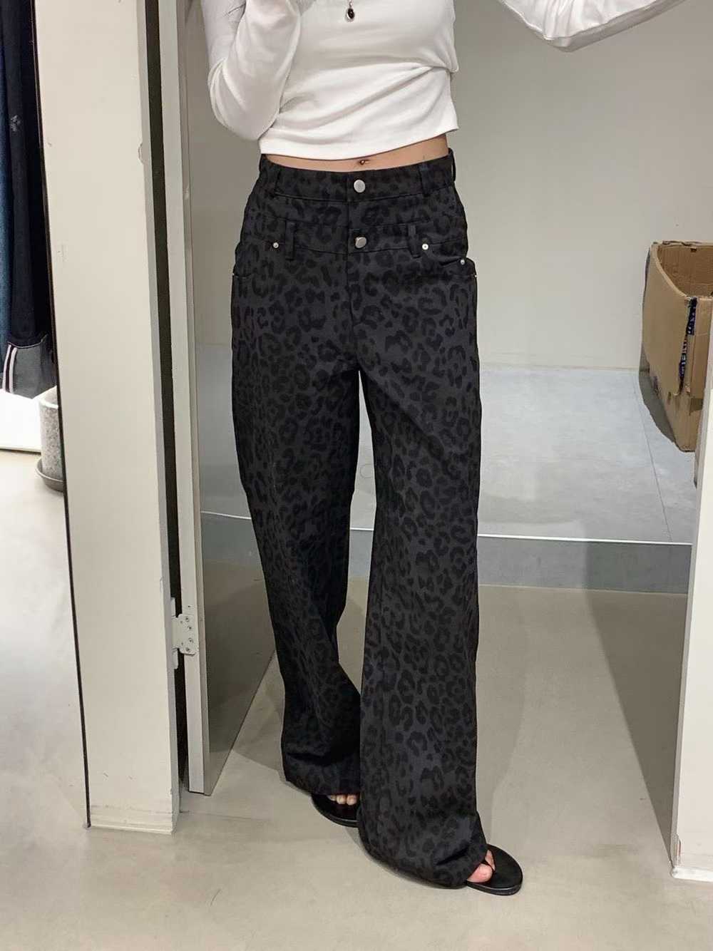 個性風豹紋直筒長褲