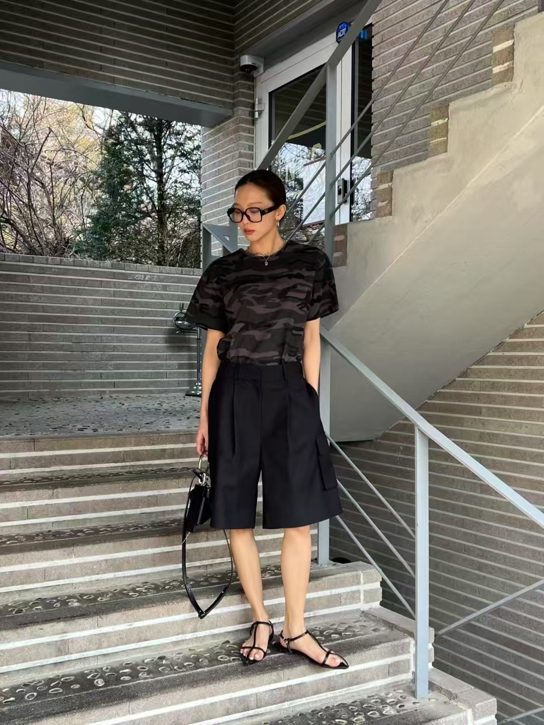 拼接透膚超柔棉短袖上衣