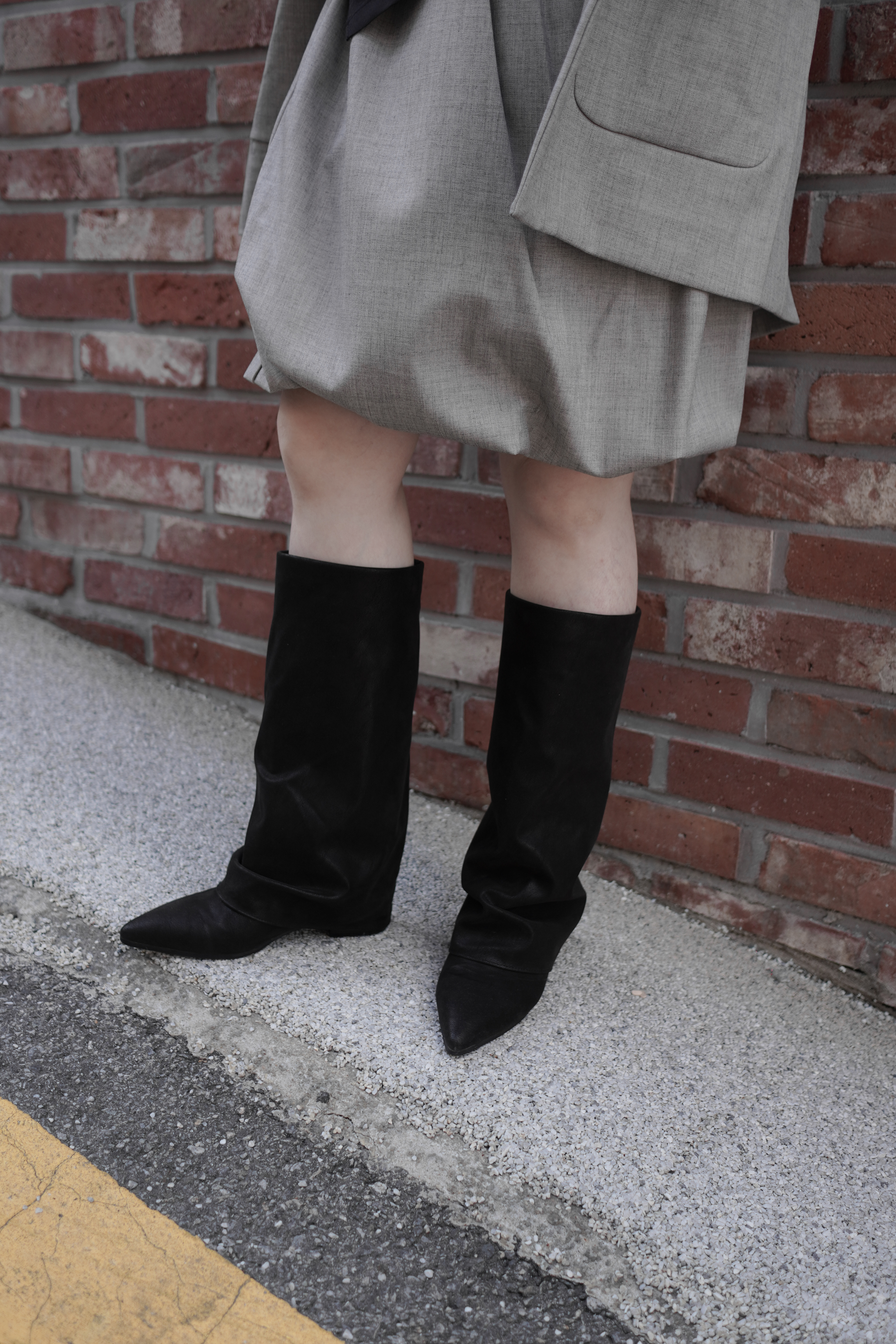 時髦翻筒尖頭長靴（自留款）