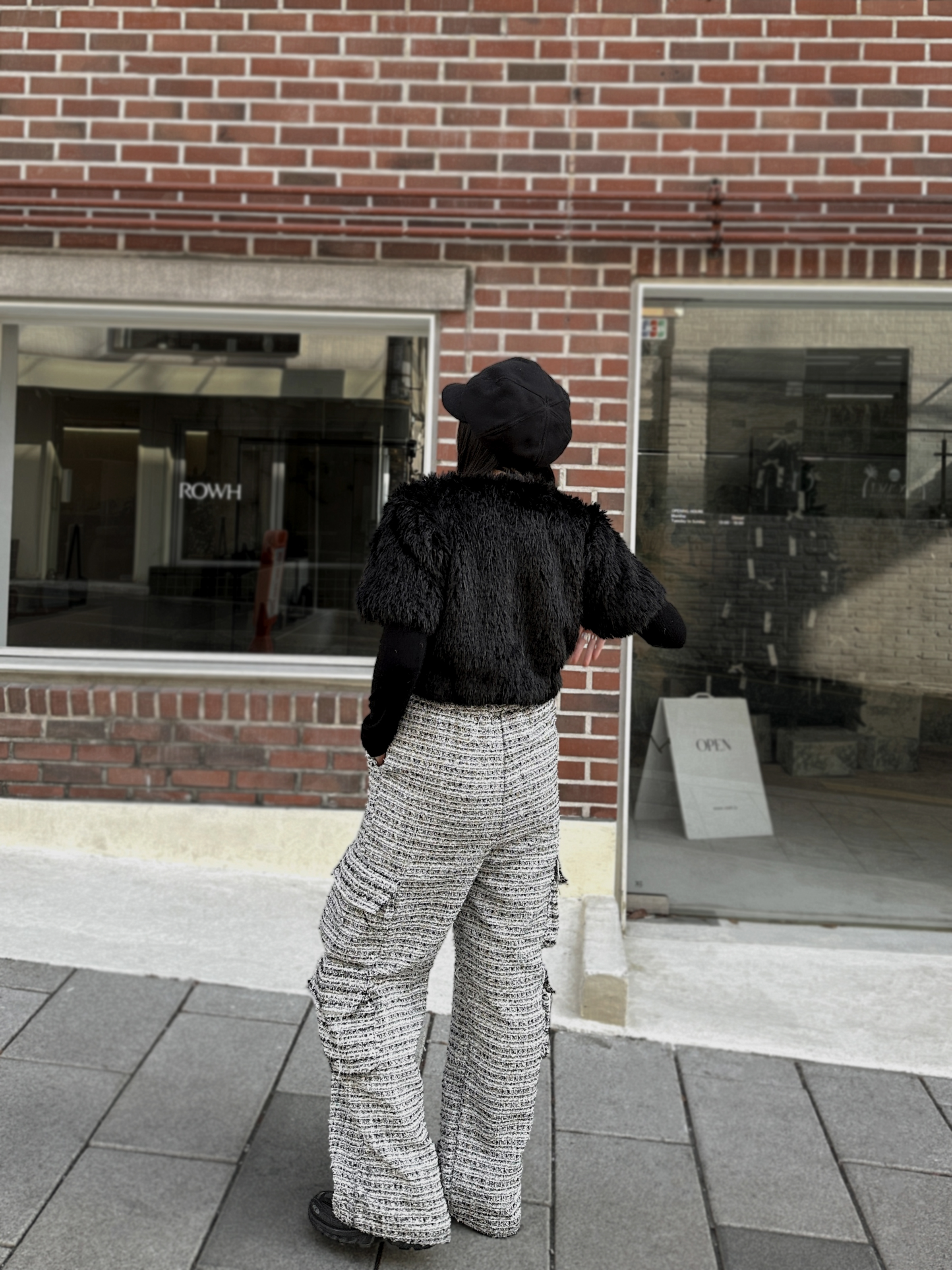 自留款經典毛呢抽繩寬版長褲