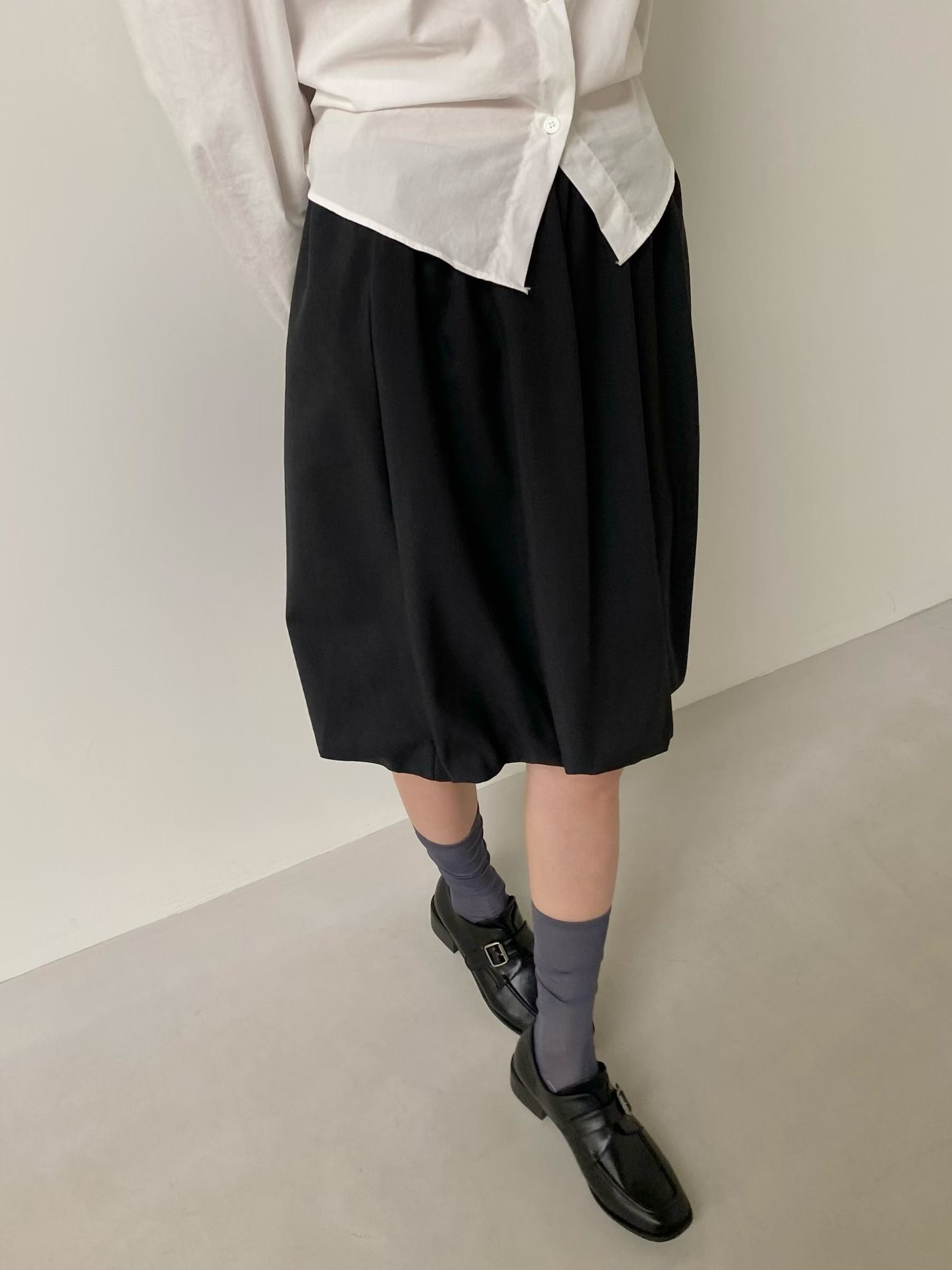 時髦派鬆緊腰小花苞裙