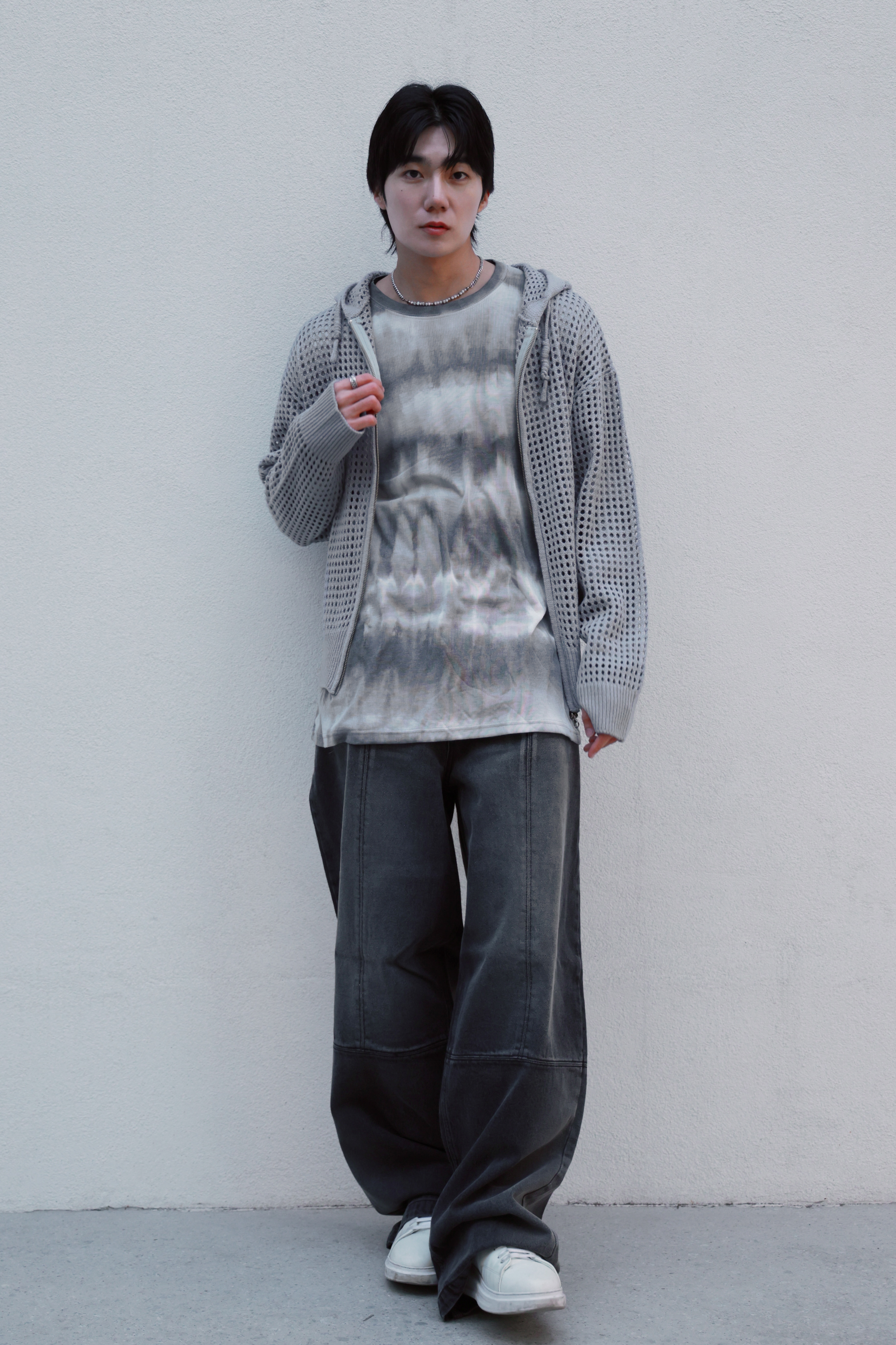 簍空針織休閒連帽外套