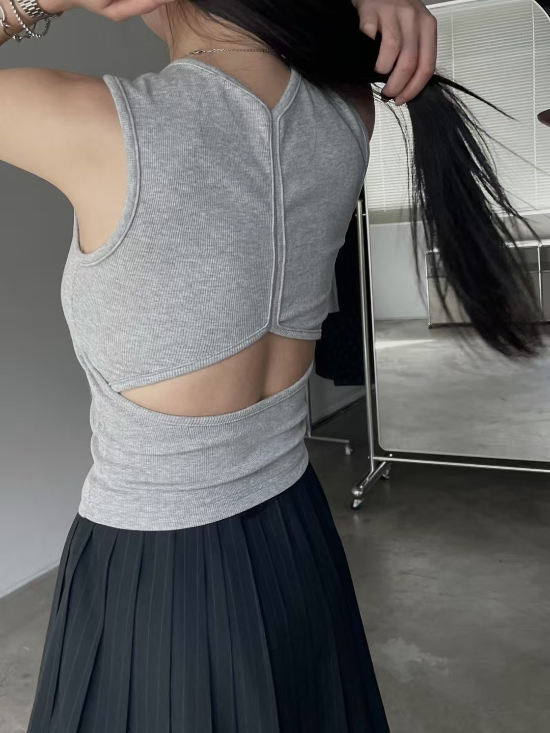 後背小挖空彈力棉Bra背心