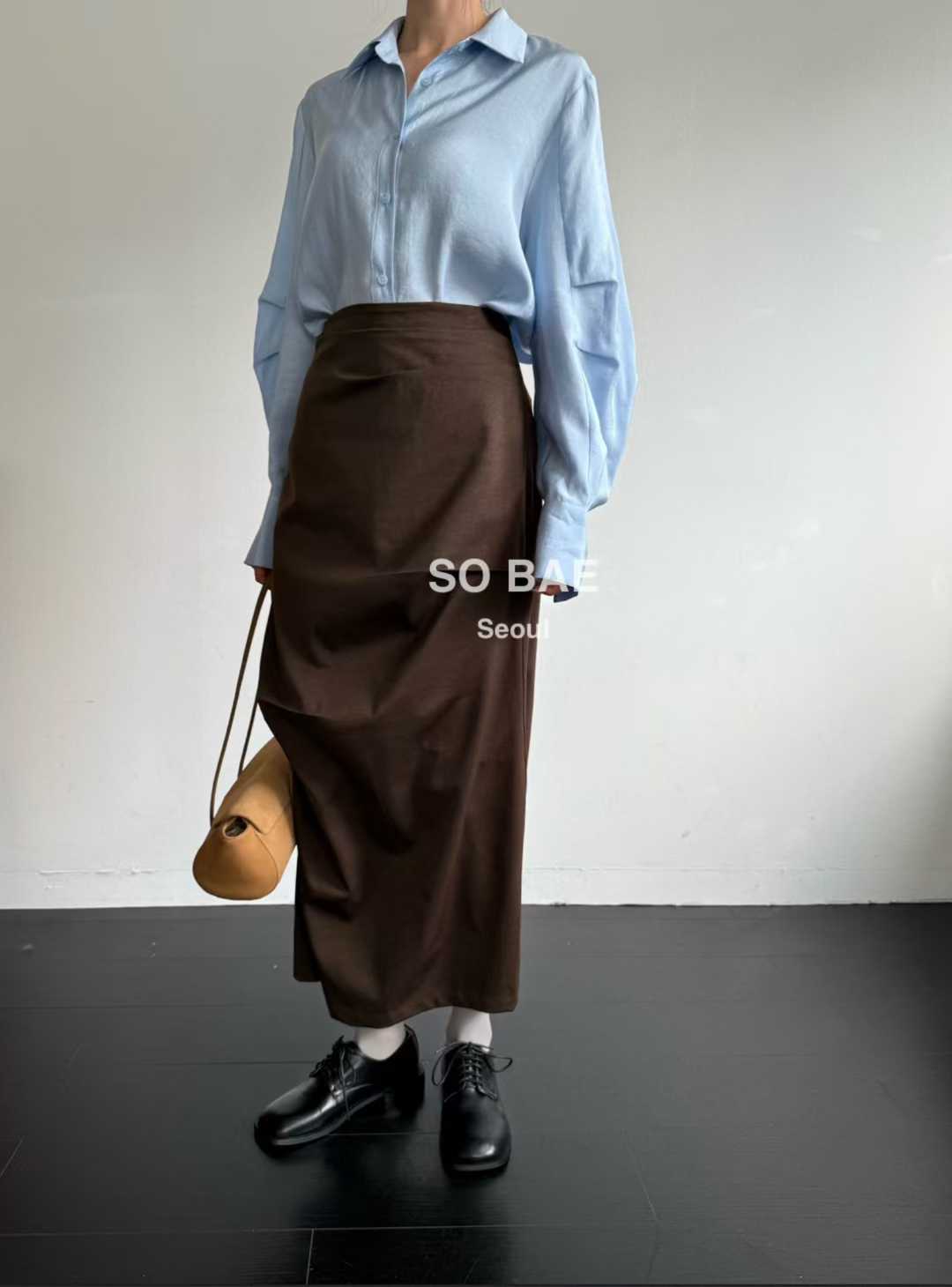 打摺開衩顯瘦西裝長裙