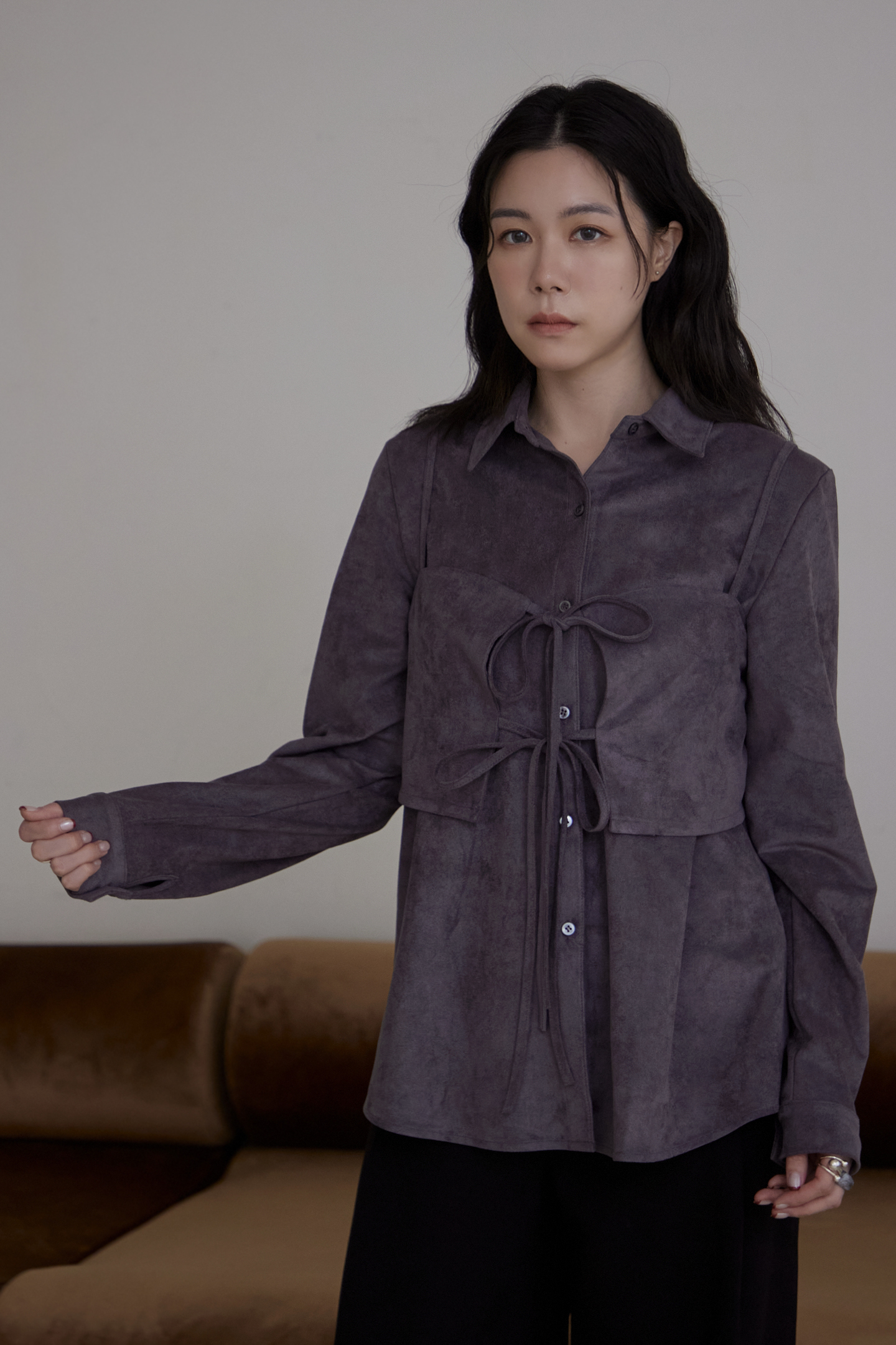 兩件式麂皮質感設計襯衫