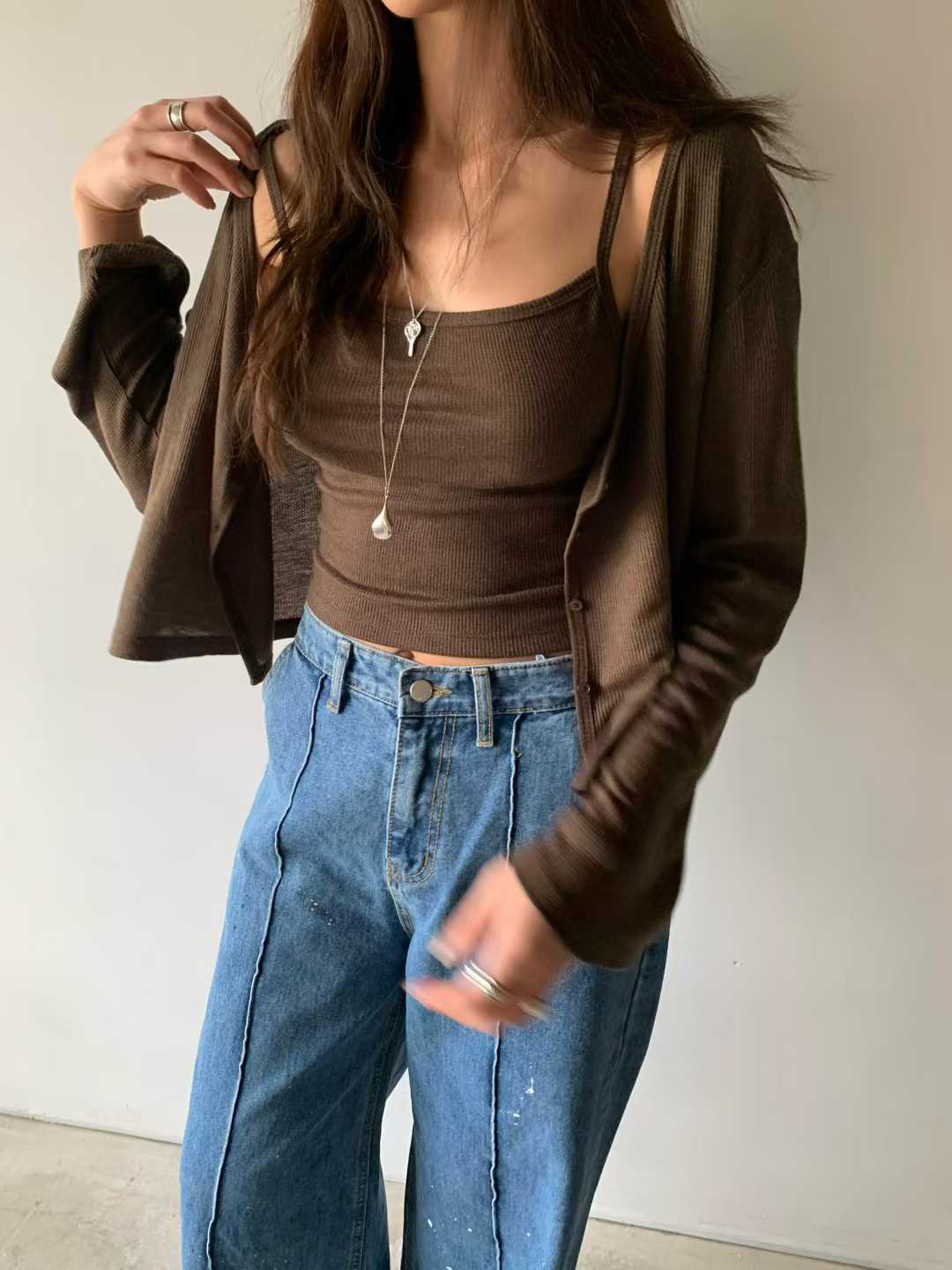 最百搭簡約兩件式羅紋棉質上衣