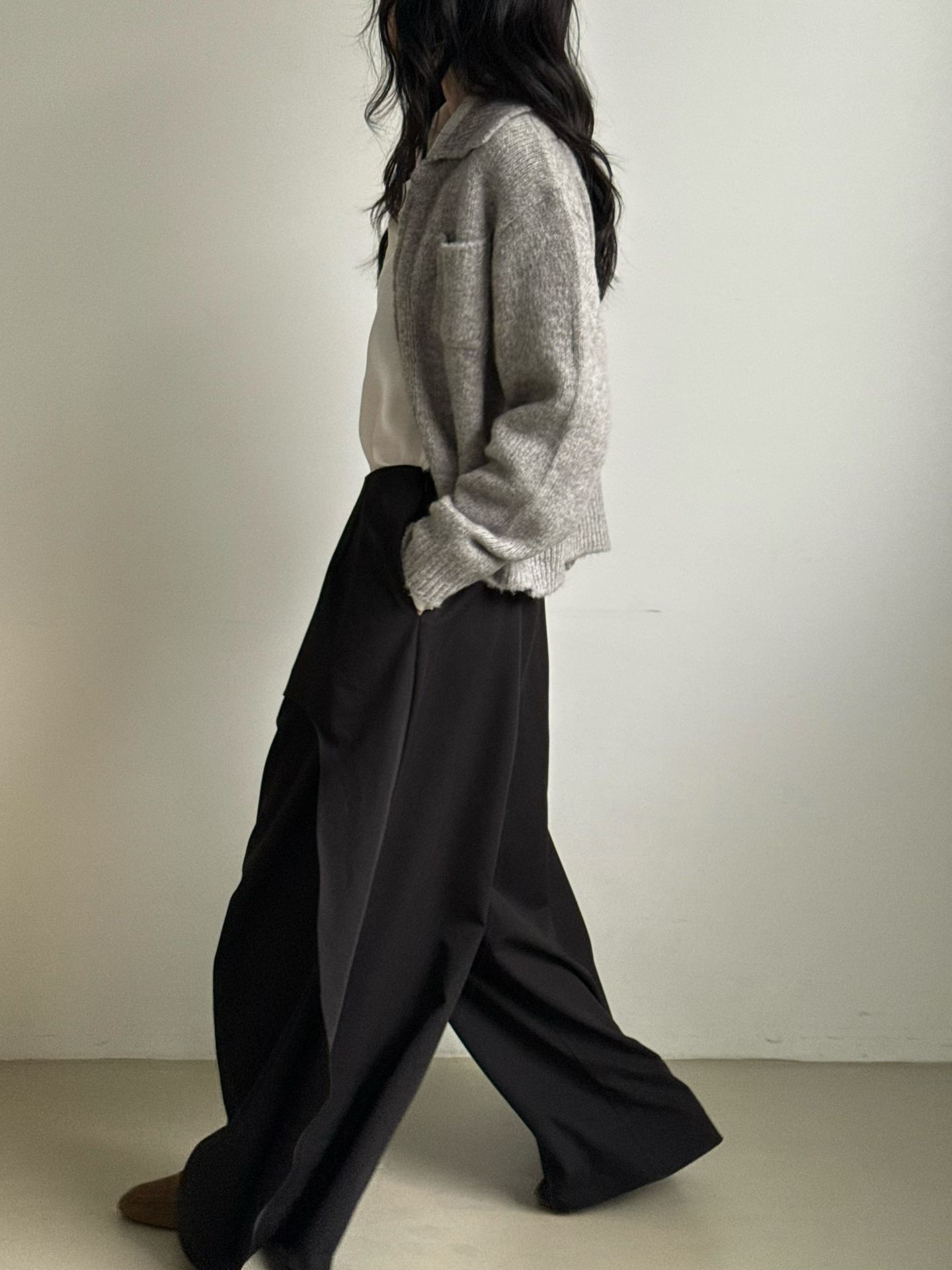 片裙設計修身西裝大寬褲