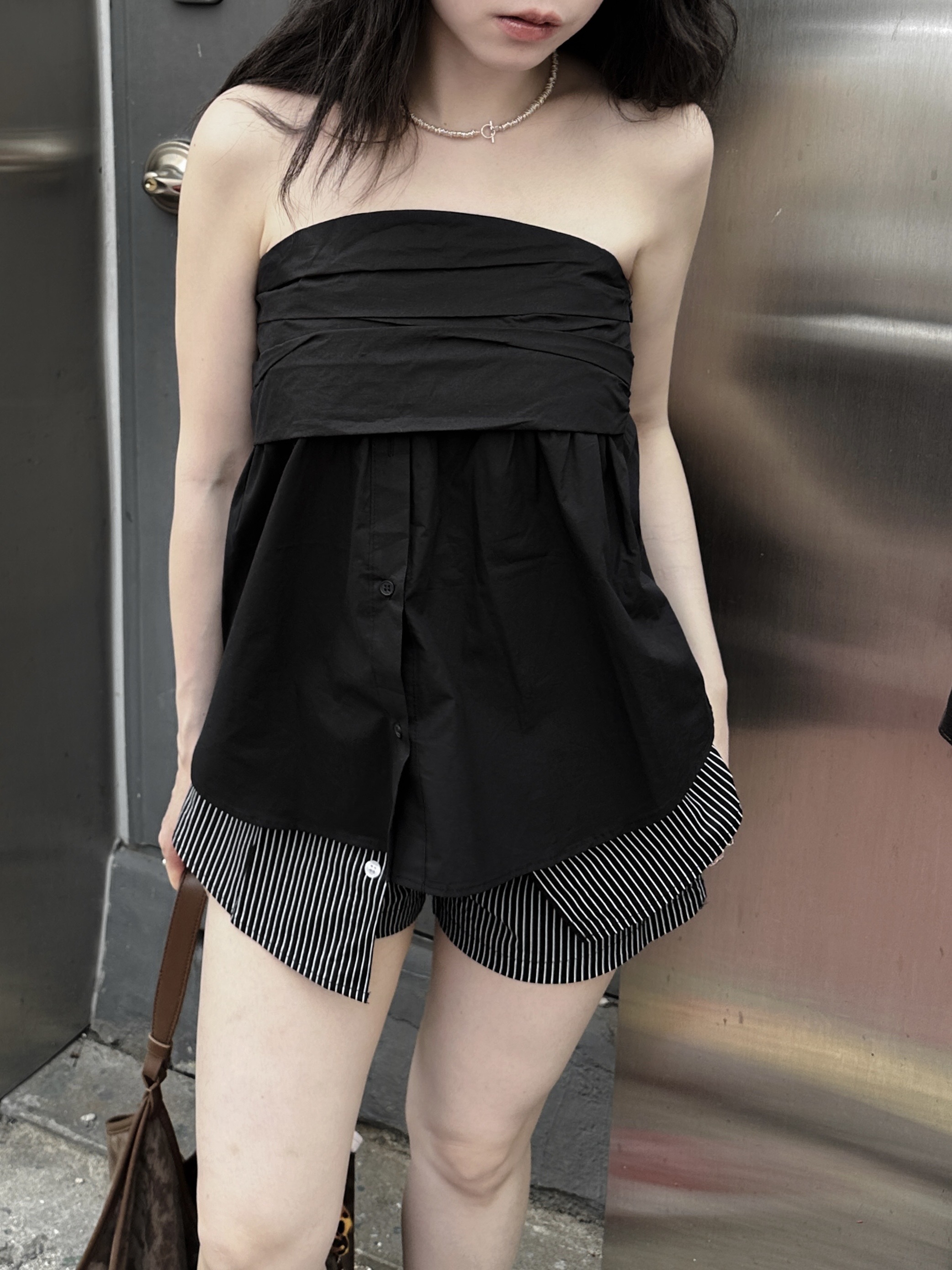 後鬆緊彈性馬甲平口上衣