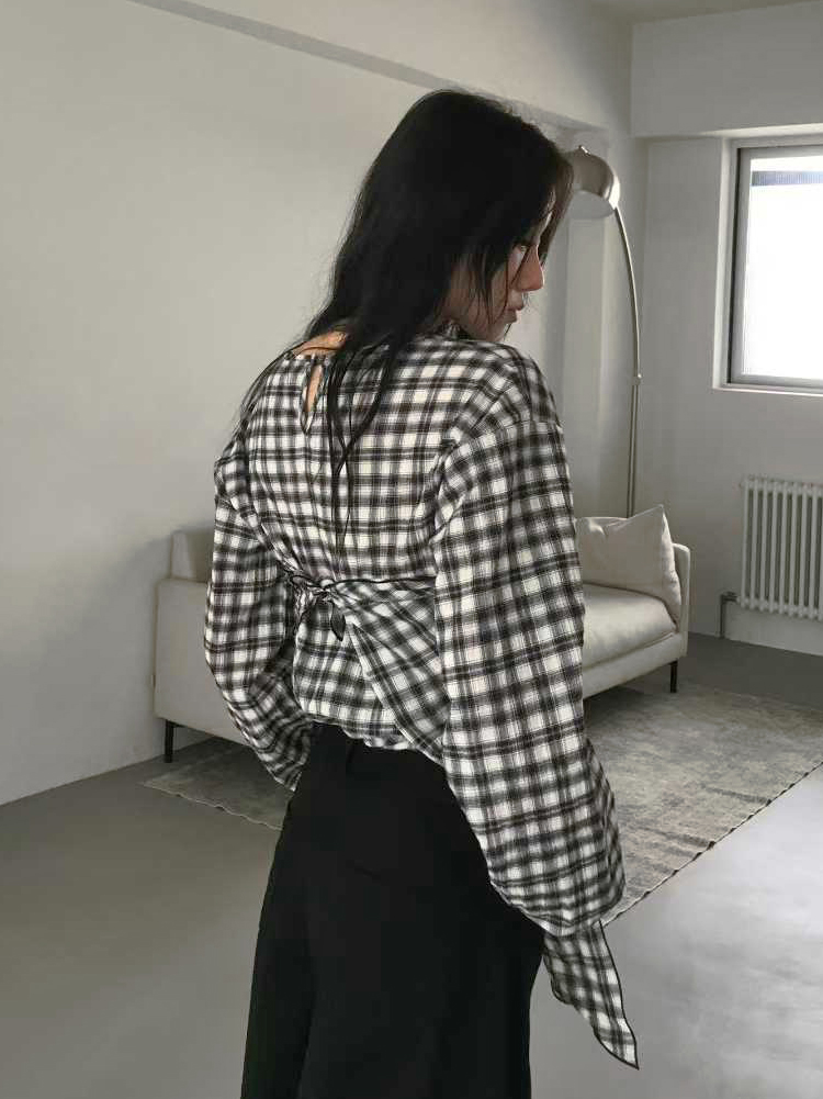 附小片布多穿法格紋襯衫