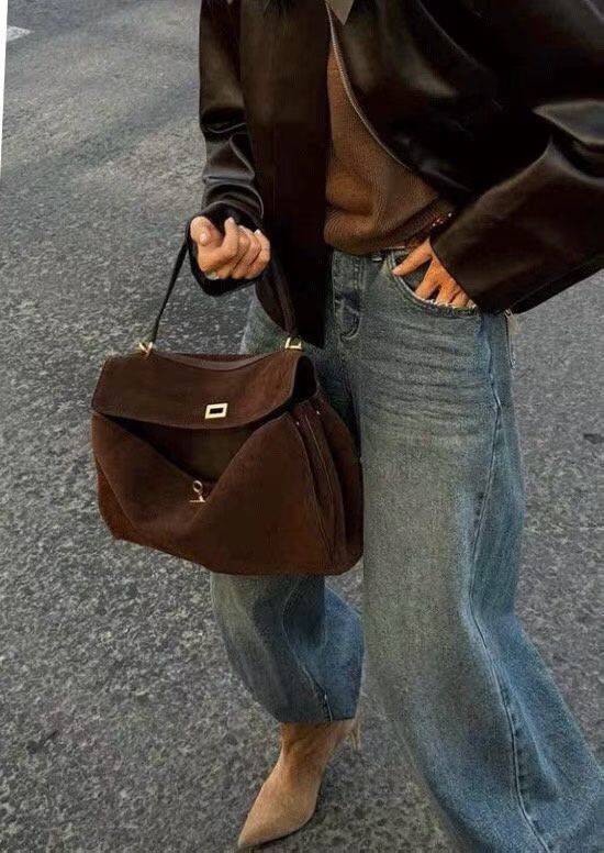 麂皮質感公事包（附長背帶）