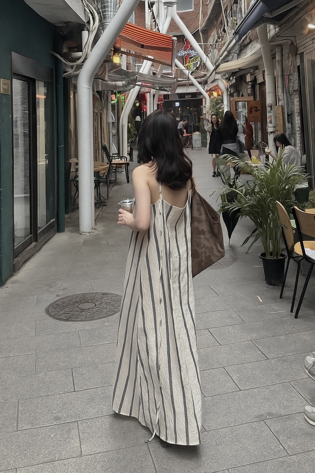 度假必備棉麻條紋洋裝 度假必備棉麻條紋洋裝