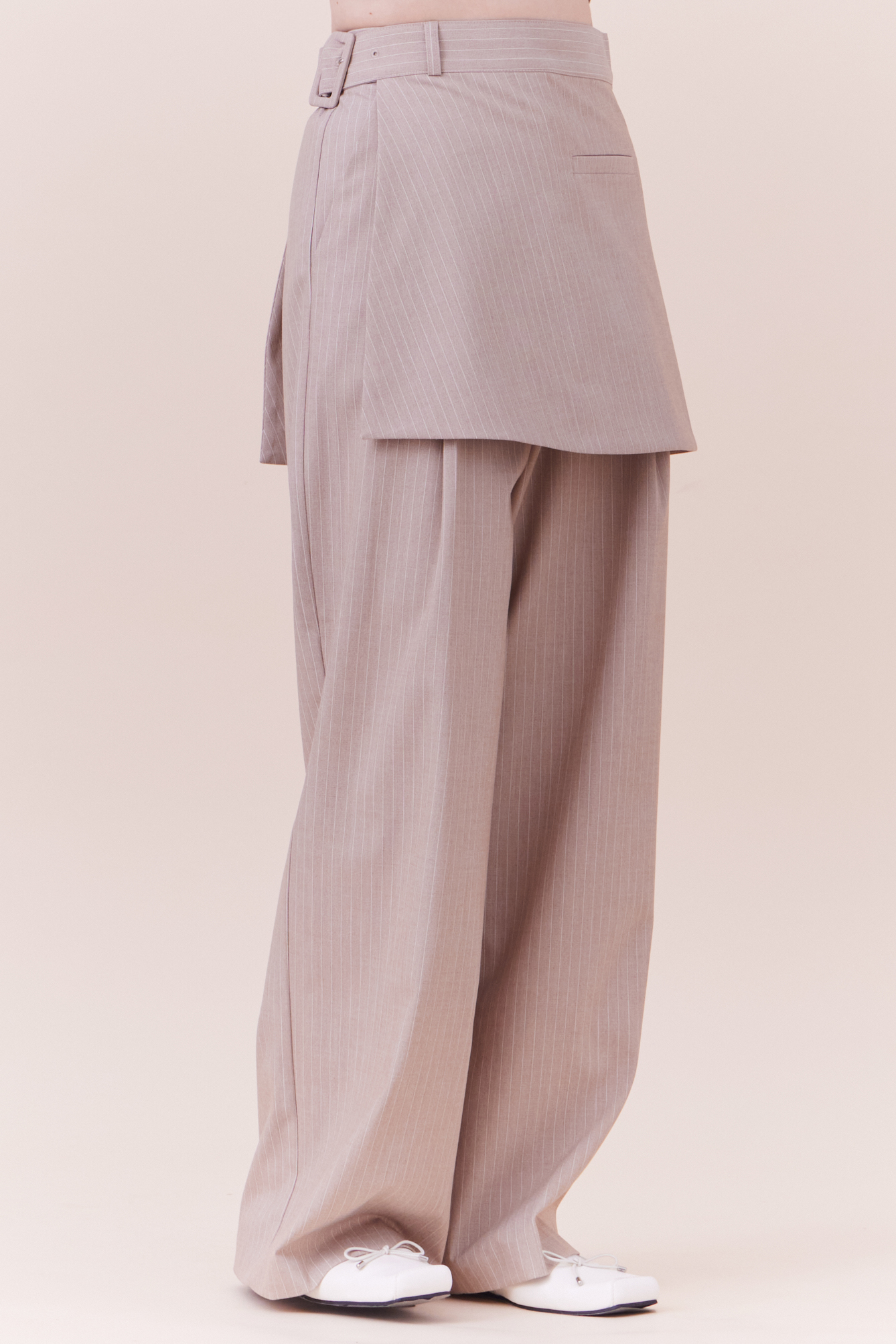 兩件式條紋西裝長褲裙