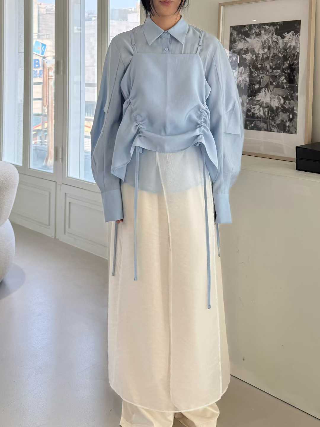 抽皺兩面穿細肩背心