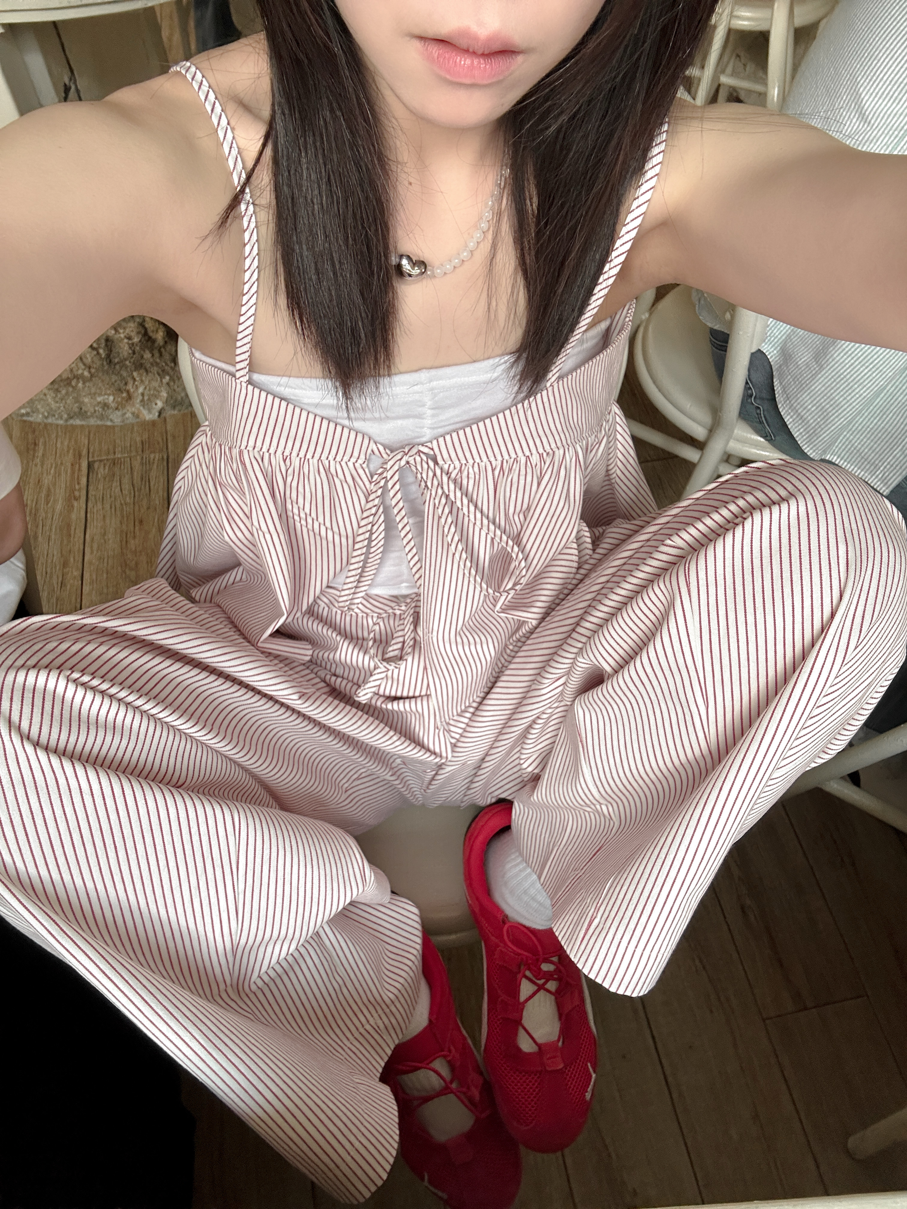 兩面穿綁帶條紋細肩背心（成套優惠）