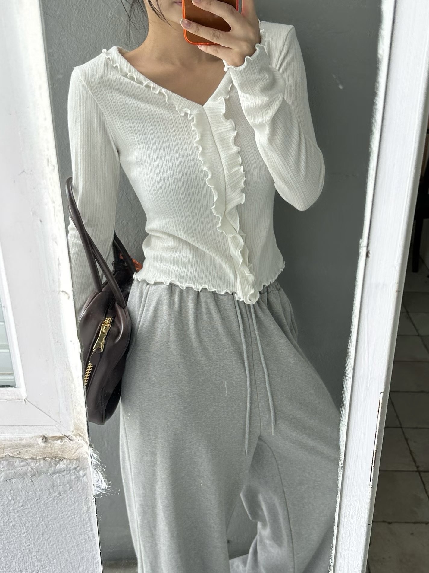 小花邊設計少女上衣