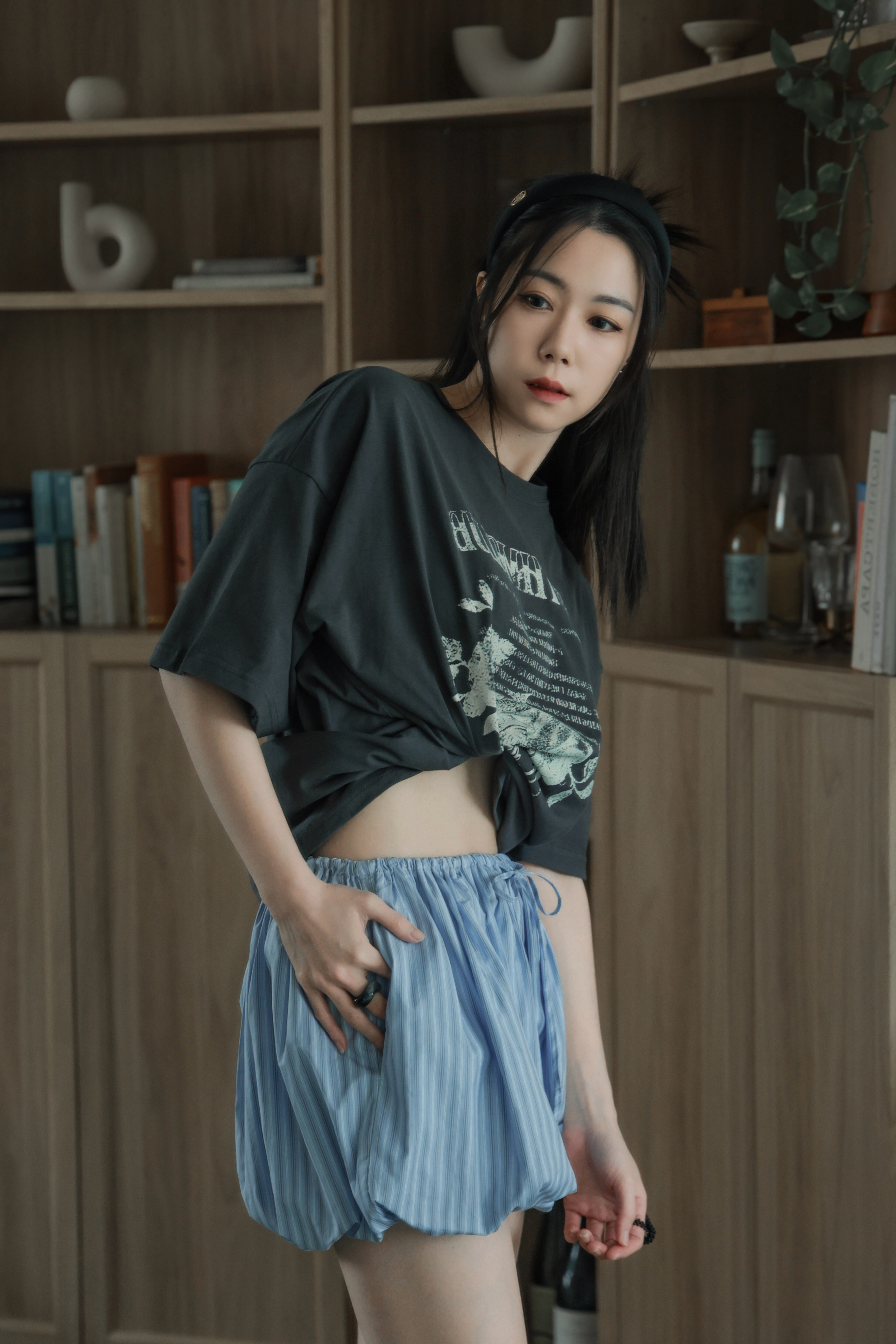 今夏必備花苞條紋短褲