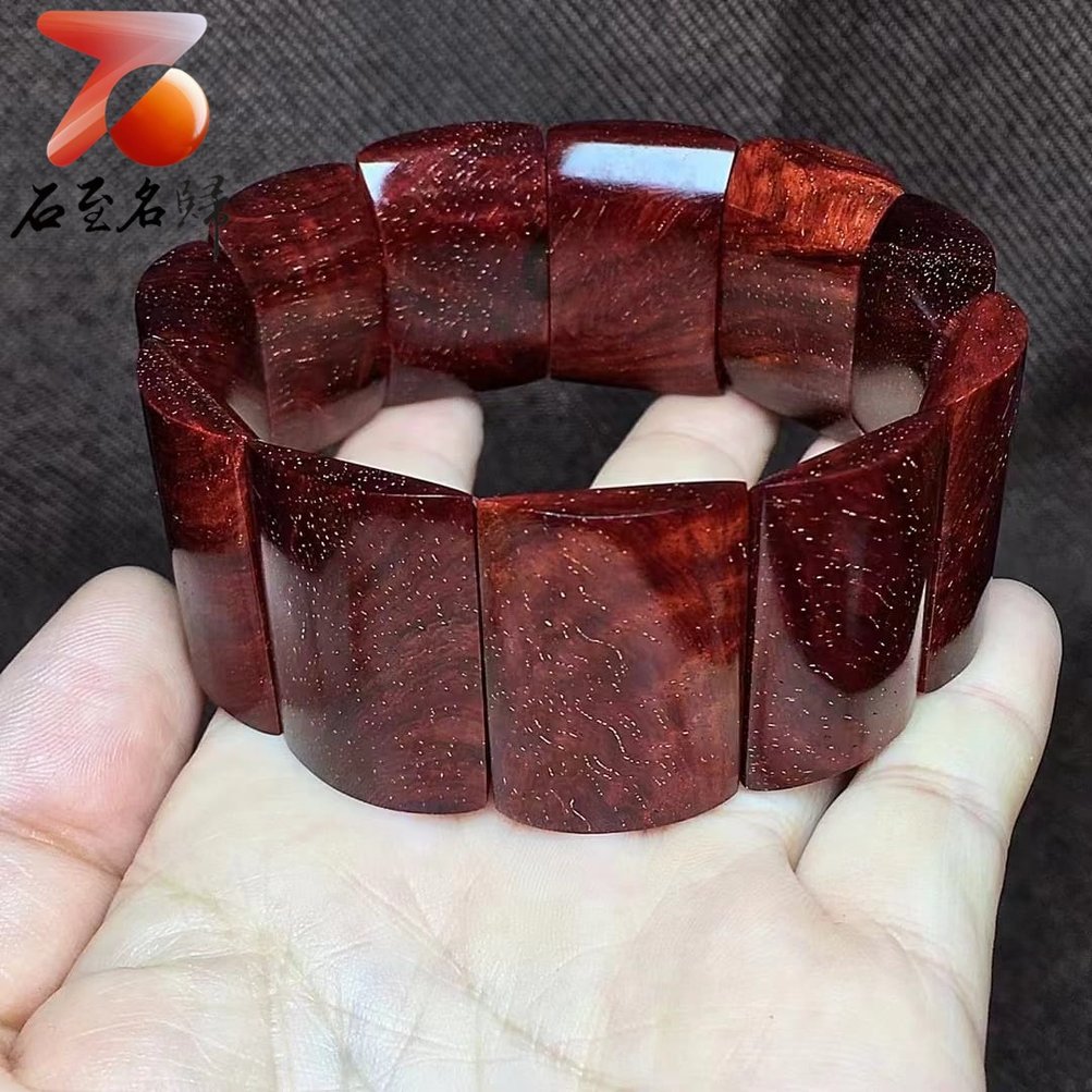 帝王之木印度小葉紫檀老料爆滿金星高油密玻璃底【手牌/手串】 - 石至名歸