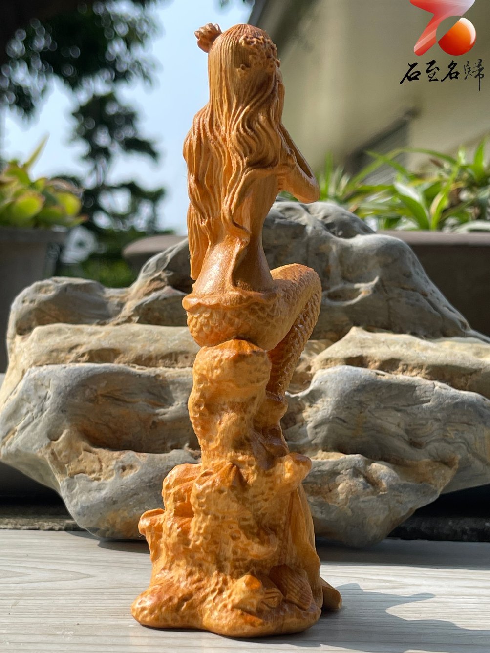 崖柏木原木雕件【小美人魚雕件】附收藏禮盒- 石至名歸