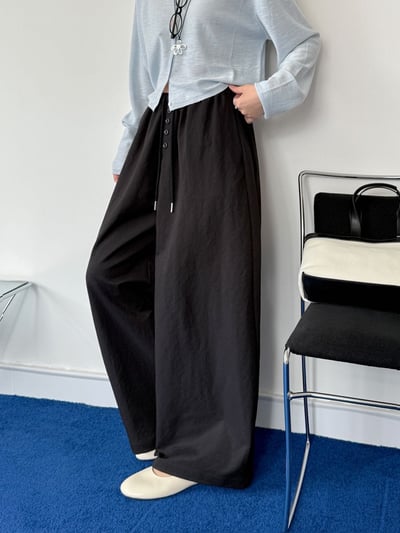 慵懶四釦高腰剪刀寬褲10