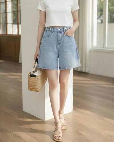 顯腿長比例神褲・輕霧水洗高腰牛仔短褲3