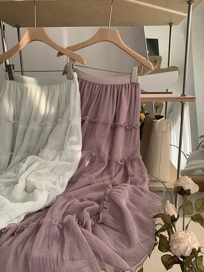 法式木耳滾邊層層蛋糕長裙9