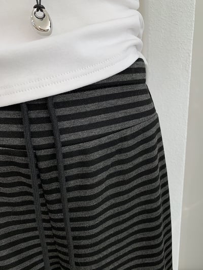 慵懶感撞色條紋垂感寬褲12