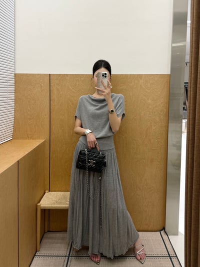 鎖骨垂墜感針織上衣｜溫柔氣質穿搭10