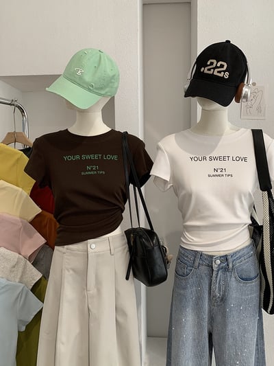 甜感修身字母短版T1