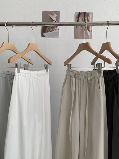 鬆緊腰綁帶垂感彎刀寬褲5