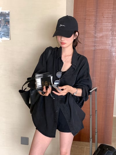 檸檬家·iu同款慵懶感寬版天絲牛仔襯衫4