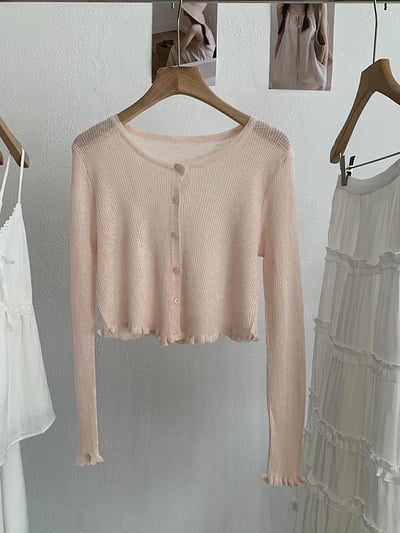 溫柔薄針織木耳邊防曬外套9