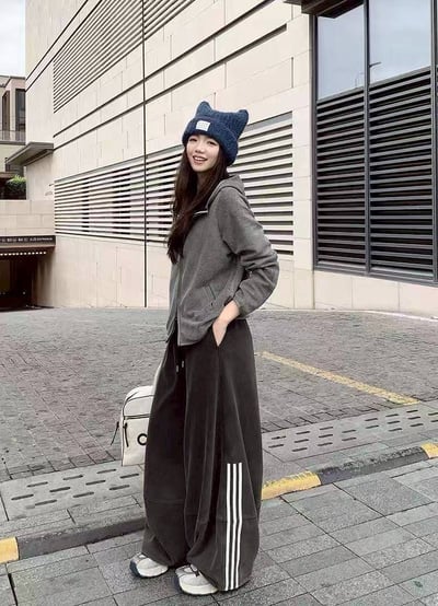 美式側條線顯瘦垂墜感寬鬆運動長褲15