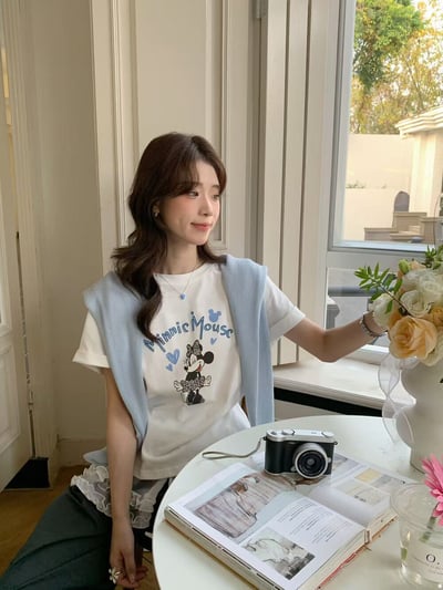 韓系愛心米奇慵懶短袖T恤4