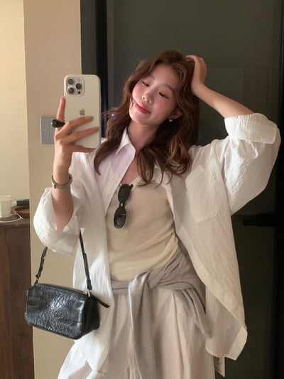 檸檬家#慵懶肌理感透氣襯衫14