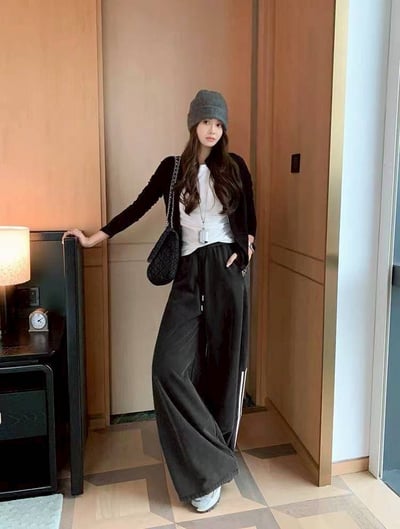 美式側條線顯瘦垂墜感寬鬆運動長褲12