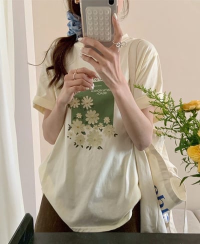 清新小雛菊加州印花T｜夏日減齡百搭款4