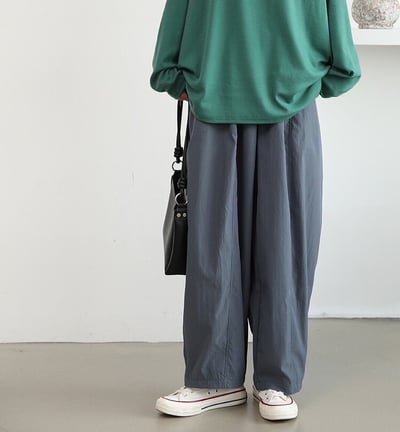 日系鬆緊寬版垂墜休閒褲｜顯瘦直落感百搭7