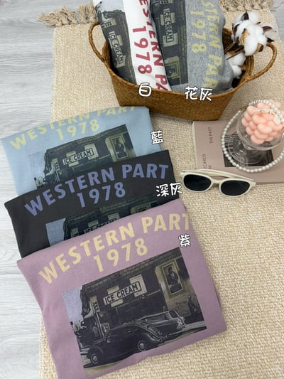 復古街景印花寬鬆TEE11