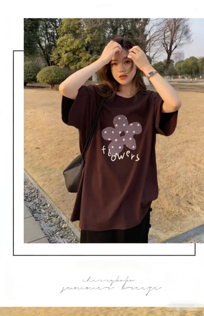甜感小花花寬鬆印花T6