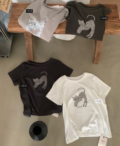 Kahlo｜慵懶貓咪磨毛短袖T🐱 百搭又可愛25