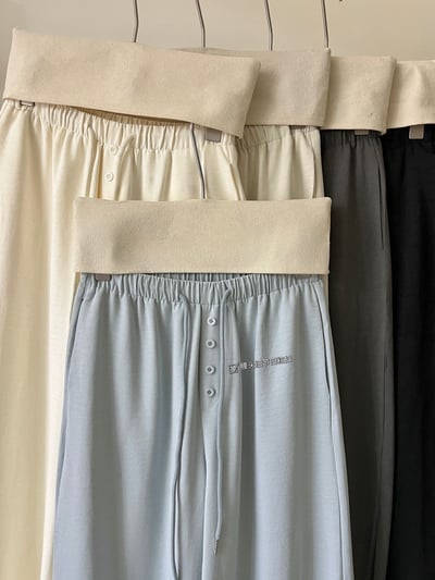 慵懶四釦高腰剪刀寬褲6