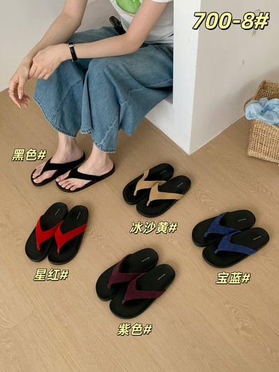 韓系極簡羊皮感夾腳涼拖1