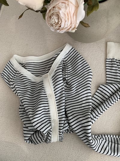 春日細條紋針織開襟外套16