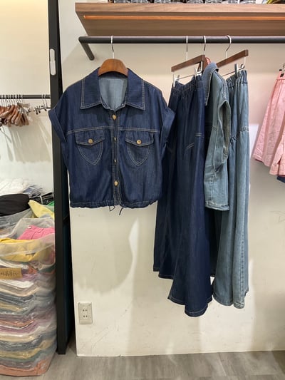 率性牛仔收腰兩件式套裝9
