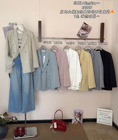 早春奶油黃氣質雙排釦西裝外套8