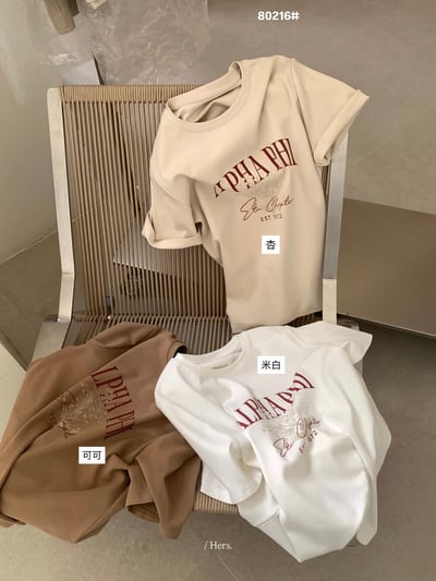 美式復古字母印花短袖T｜日常百搭休閒款12